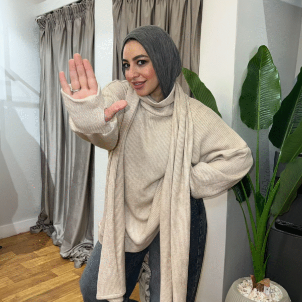 HighNeck Pullover With Scarf